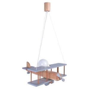 Lampa pokój dziecięcy Samolot duży Szary drewno naturalne 1041140