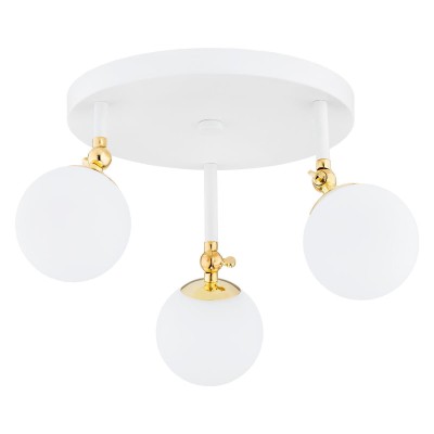  Lampa sufitowa  / plafon LATINA 1434 biała dodatki w kolorze mosiądz mleczna kula IP44