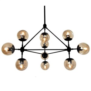 LAMPA WISZĄCA ASTRIFERO-15 BURSZTYN CZARNA 110 CM