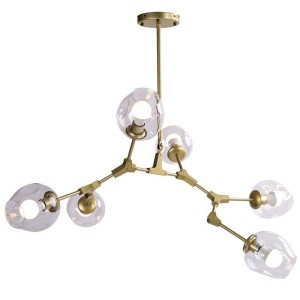 LAMPA WISZĄCA MODERN ORCHID-6 ZŁOTO TRANSPARENTNE KLOSZE 