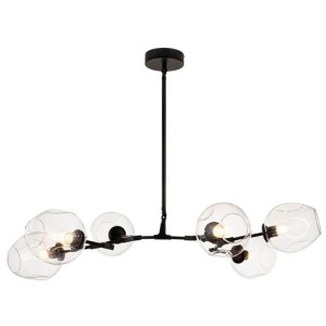 LAMPA WISZĄCA MODERN ORCHID-6 CZARNA TRANSPARENTNE KLOSZE