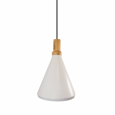 LAMPA WISZĄCA NORDIC WOODY BIAŁO DREWNIANA 25 CM