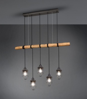 LAMPA WISZĄCA FORESTER ANTYCZNY NIKIEL/DREWNO 308100567
