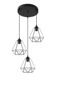 Lampa wisząca W-1201/3 DIAMENT CZARNY