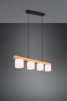 LAMPA WISZĄCA CAMERON 4 CZARNY/BIAŁY/DREWNO R30654001