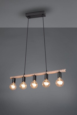 LAMPA WISZĄCA EINAR 5 CZARNY/BRĄZOWY R30605032