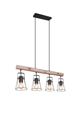 LAMPA WISZĄCA JAIPUR 4 CZARNY/NATURALNE DREWNO R30614032