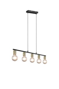 LAMPA WISZĄCA VANNES 5 CZARNY MAT/ZŁOTY R30185008