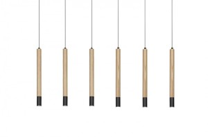LAMPA WISZĄCA IZOLDA 6 LED DREWNO/CZARNY AZ3340