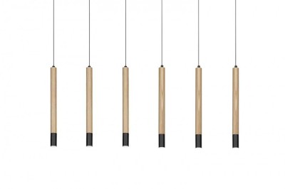 LAMPA WISZĄCA IZOLDA 6 LED DREWNO/CZARNY AZ3340