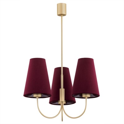 ŻYRANDOL/LAMPA WISZĄCA SAFIANO 3 ZŁOTY/BORDOWY 6270