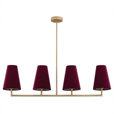 ŻYRANDOL/LAMPA WISZĄCA NA BELCE SAFIANO 4 ZŁOTY/BORDOWY 1829