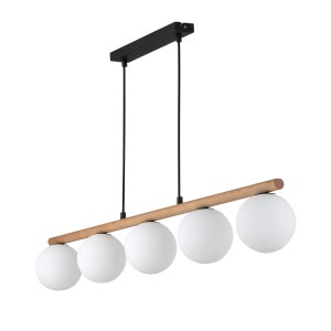LAMPA WISZĄCA ESTERA WOOD 5 BIAŁY/DREWNO/CZARNY 4623