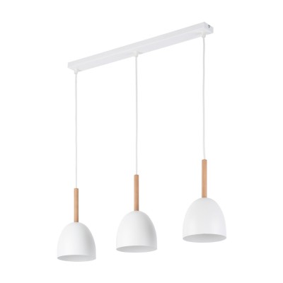 LAMPA WISZĄCA NORD WHITE 3 BIAŁY/DREWNO 4869