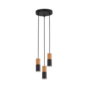 LAMPA WISZĄCA ELIT BLACK/WOOD 3 CZARNY/JASNE DREWNO 6310