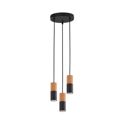 LAMPA WISZĄCA ELIT BLACK/WOOD 3 CZARNY/JASNE DREWNO 6310