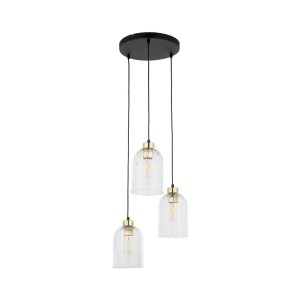 LAMPA WISZĄCA/PLAFON SATIPO TRANSPARENT 3 CZARNY/ZŁOTY 5627