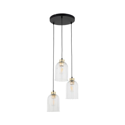 LAMPA WISZĄCA/PLAFON SATIPO TRANSPARENT 3 CZARNY/ZŁOTY 5627