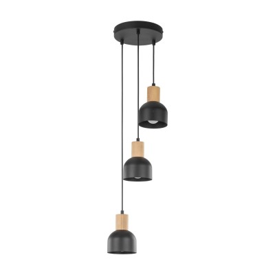 LAMPA WISZĄCA/PLAFON CAIRO 3 CZARNY/JASNE DREWNO 4895
