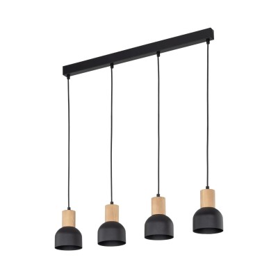LAMPA WISZĄCA CAIRO 4 CZARNY/JASNE DREWNO 4896
