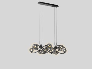 7014-1405 Lampa wisząca podwójna Nancy czarny chrom