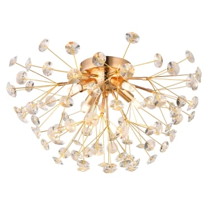 Lampa sufitowa zlota kryształy K9 forma kuli do sypialni salonu (1)
