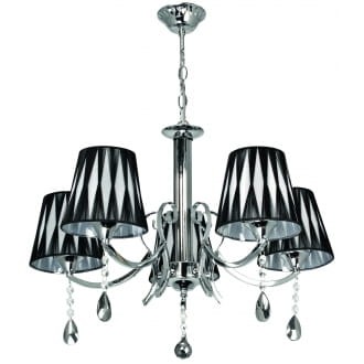 Żyrandol 5 pł z abażurkami oraz kryształkami W-N 0882/5