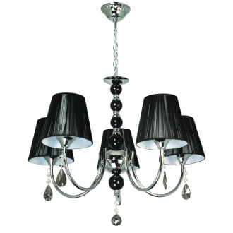 Lampa kryształowa 5 pł. czarny abażur/kryształ W-N 0809/5