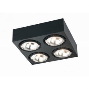 Rodos plafon 4pł czarny LED