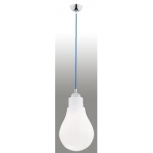 Lampa wisząca Kama 1pł biały - przewód niebieski