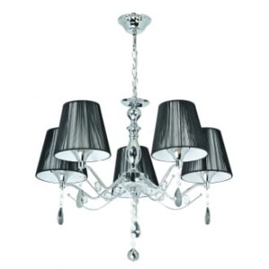 Lampa kryształowa 5 pł. czarny abażur/kryształ W-N 0936/5